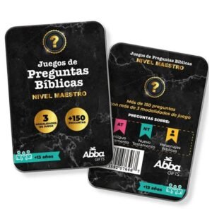 Juego de las Preguntas Bíblicas. Nivel Maestro Juego con 52 Cartas en Caja Metálica
