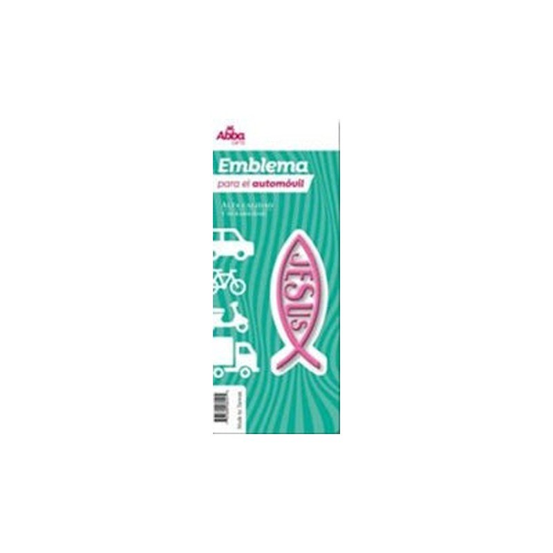 Emblema para Auto 8 cm Icthus con Jesús. Rosa 1 Emblema para Auto 8 cm Icthus con Jesús. Rosa