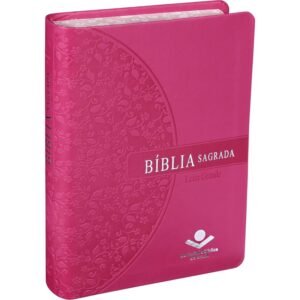 Biblia Em Portugués RA045LG Tapa Imitación Cuero Rosa Oscuro Canto Florales