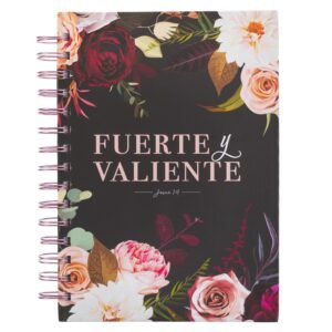 Diario Espiral Negro Floral Fuerte y Valiente Jos 1:9