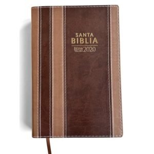 Biblia RVR 2020 Letra Grande Marrón Tiras Símil Piel