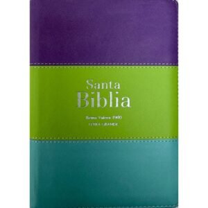 Biblia RVR 1960 Compacta Letra Grande 11 puntos Símil Piel Lila Verde Aguamarina con Cierre y Índice