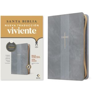 Biblia NTV Referencia Central Letra Grande con Filament Símil Piel Cierre Gris Índice Letra Roja