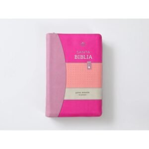 Biblia RVR 1960 Letra Gigante Tricolor Lila Rosa Morado Símil Piel con Índice y Cierre