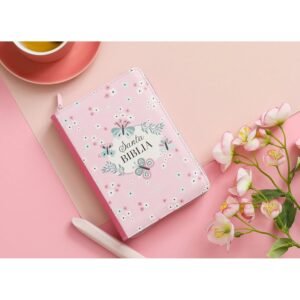 Biblia RVR 1960 Compacta Mariposas y Flores Símil Piel con Índice y Cierre