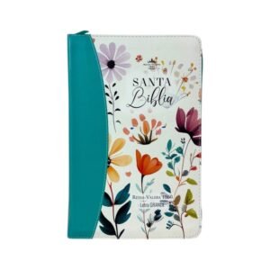 Biblia RVR 1960 Letra Grande ManuaL 12 Puntos Cierre Jardin Turquesa Índice Canto Floral — imagen 1 de 1