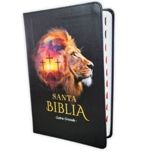 Biblia RVR 1960 Tamaño Manual Letra Grande Colección Supreme Negro León Cruces Símil Piel — imagen 1 de 6
