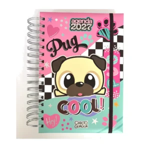 Portada de la Agenda 2027 Chikito Guagua pug «Cool!» rosada