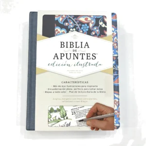 Portada de la Biblia de apuntes RVR1960 edición ilustrada azul y rosada – ISBN 9781462746484