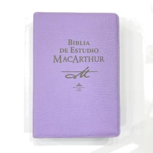 Portada de la Biblia de Estudio MacArthur RVR1960 forrada, color lila – ISBN 9781602559394