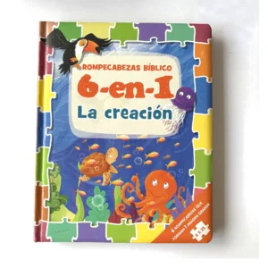 Portada del Rompecabezas bíblico 6 en 1 La Creación, 6 rompecabezas de 25 piezas