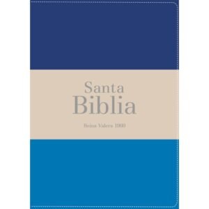 Biblia RVR 1960 Bolsillo Símil Piel Tricolor Azul Oscuro Beige Azul Medio