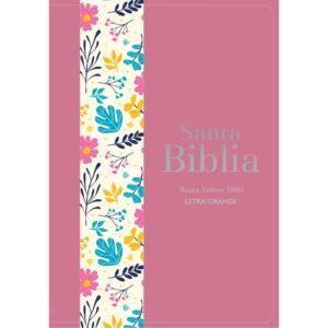 Biblia RVR 1960 Letra Grande Tamaño Manual Símil Piel DuoTone Rosa Oscuro Flores