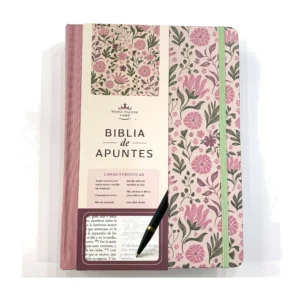 Biblia de Apuntes, (Piel Imitación), Tapa dura, Rosada con Flores, RVR1960