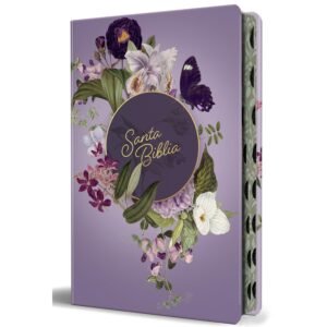 Biblia RVR 1960 Letra Gigante Tapa Dura Flores Moradas Cantos Pintado Índice