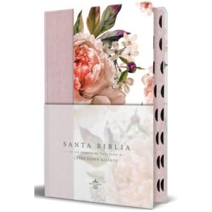 Biblia RVR 1960 Letra Súper Gigante Tapa Dura Contela y Flores Rosada Cantos Pintados índice