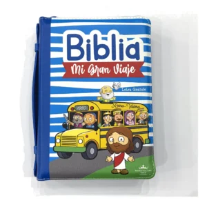 Portada de la Biblia Mi Gran Viaje RVR1960 azul con manija – ISBN 9798893845099