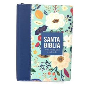 Biblia RVR 1960 Compacta Letra Grande 11 puntos Símil Piel Azul Cobalto Claro con Cierre y Índice