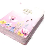 Biblia RVR 1960 Compacta Letra Grande 11 puntos Símil Piel Rosa Flores con Cierre y Índice – foto 4 – imagen 4