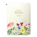 Biblia RVR 1960 Compacta Letra Grande 11 puntos Símil Piel Verde Claro Flores con Cierre y Índice