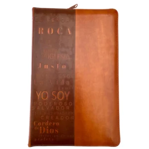Biblia RVR 1960 Letra Grande Tamaño Manual Nombres de Dios Canela con Índice y Cierre