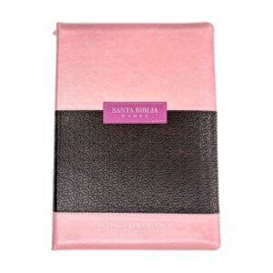 Biblia RVR60 Letra Súper Gigante 19 Puntos – Rosa Café Classic ABBA, con Cierre e Índice